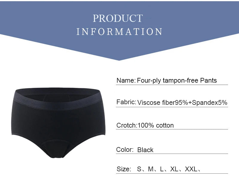 3Pcs Heavy Flow Menstrual Panties 4-Layer Women Period Physiological Underwear EU Size Absorbency Leak Proof Incontinence Brie