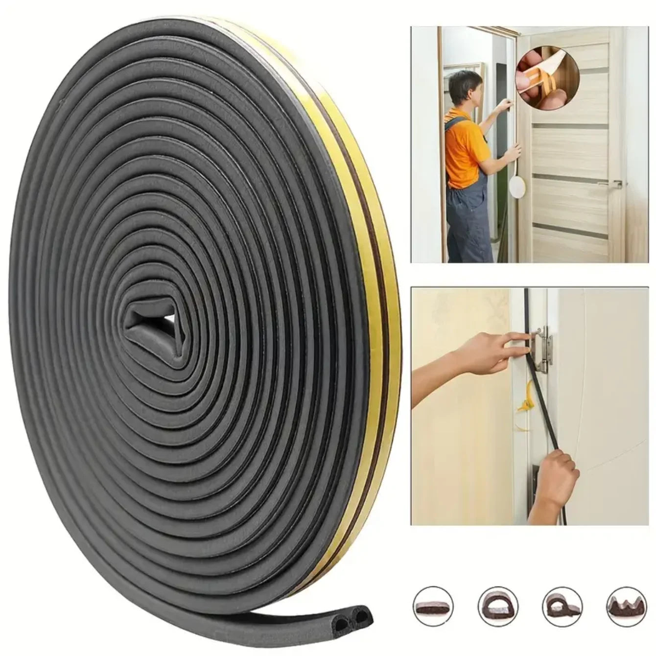 5M/10M Door Window Seal Strip DIEP Self-adhesive Acoustic Foam Sealing Strip Tape Insulation Windproof Rubber Weatherstrip