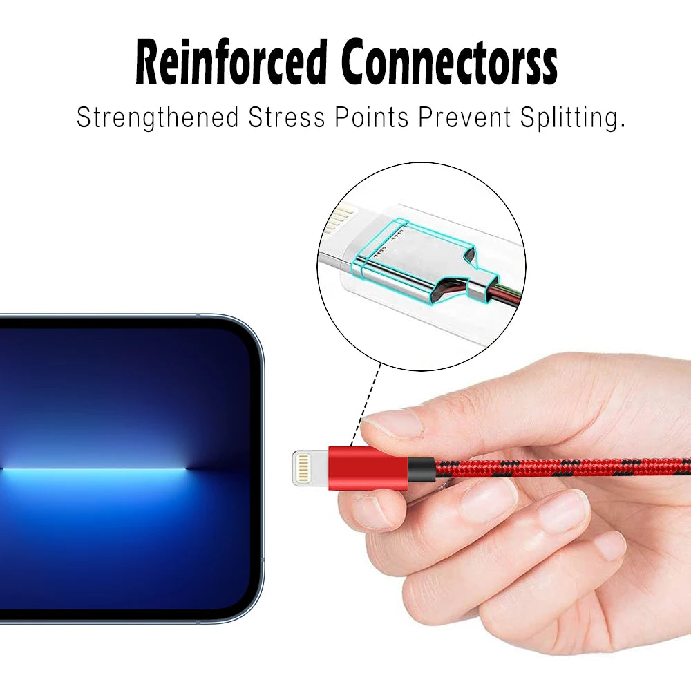 3A USB Cable For iPhone 13 12 11 14 Pro Max XR X XS Max  7 8 Plus iPad iPhone Charger Fast Charging Cord Data Charger Wire 1.2M