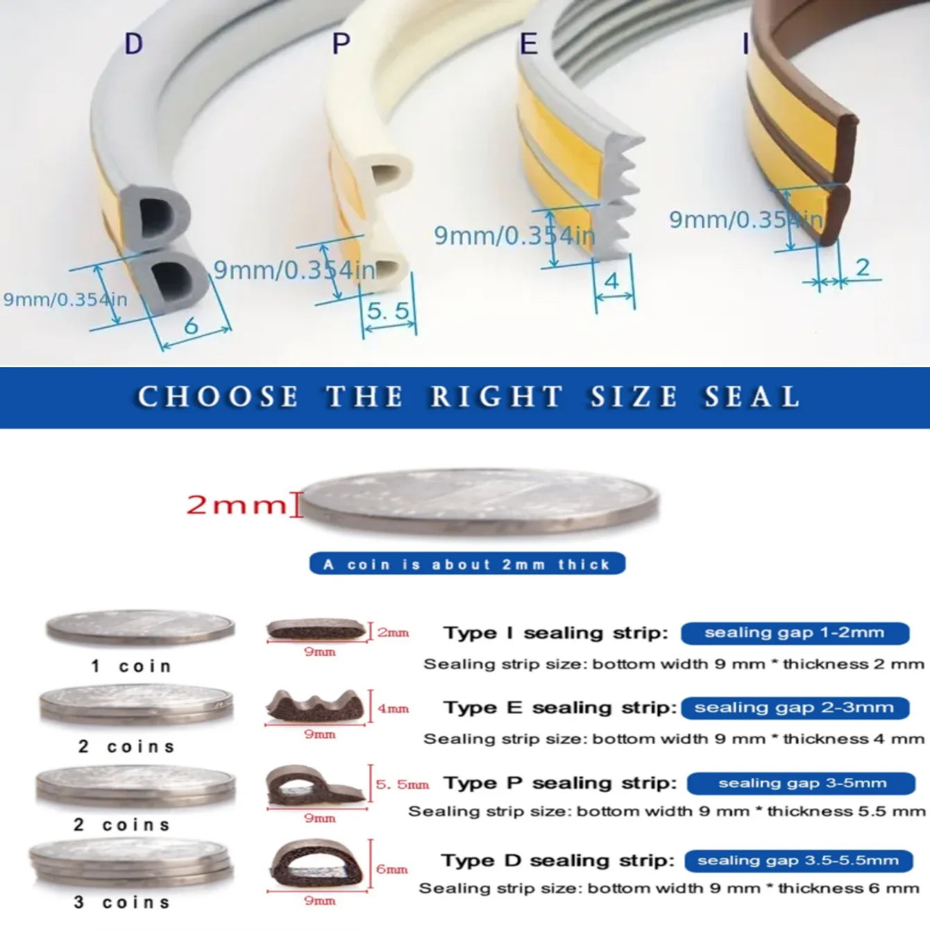 5M/10M Door Window Seal Strip DIEP Self-adhesive Acoustic Foam Sealing Strip Tape Insulation Windproof Rubber Weatherstrip