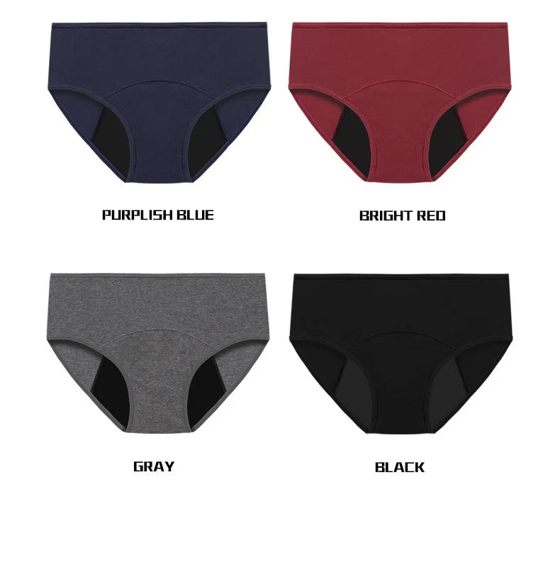 Solid Women Menstrual Panties Leak Proof Briefs Cotton Lingerie Absorbency Comfortable Physiological Underwear Eurocode XS-XXL
