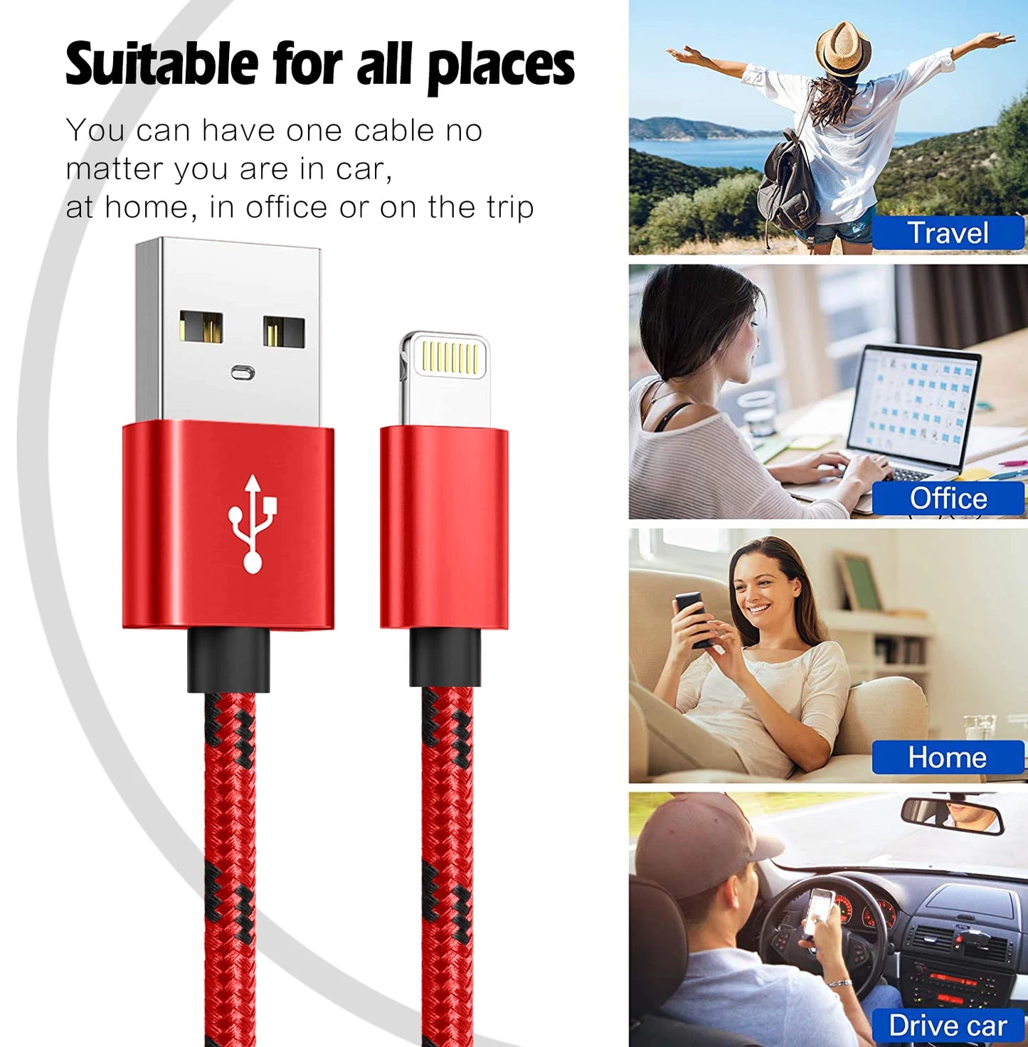 3A USB Cable For iPhone 13 12 11 14 Pro Max XR X XS Max  7 8 Plus iPad iPhone Charger Fast Charging Cord Data Charger Wire 1.2M
