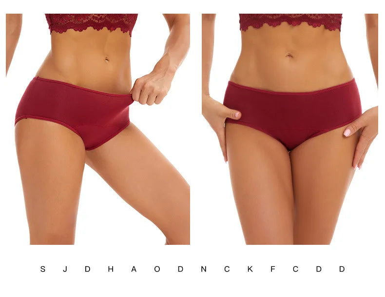 Solid Women Menstrual Panties Leak Proof Briefs Cotton Lingerie Absorbency Comfortable Physiological Underwear Eurocode XS-XXL