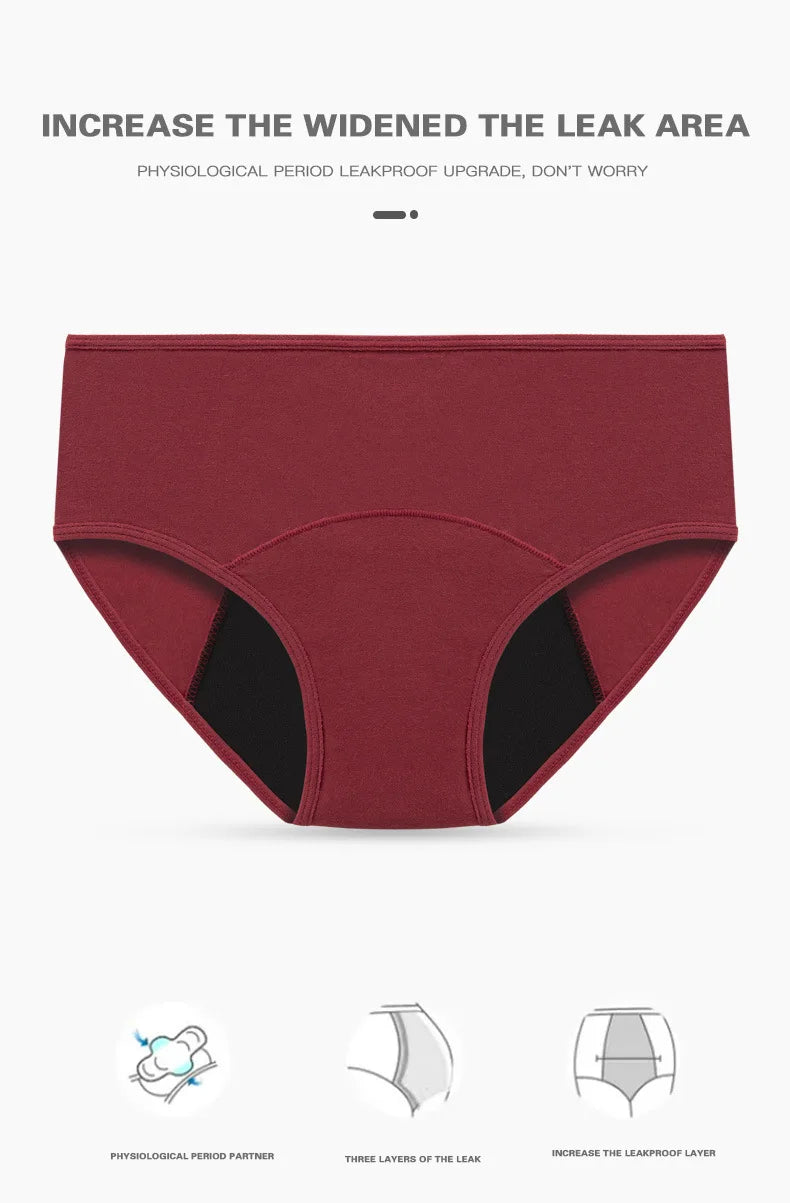Solid Women Menstrual Panties Leak Proof Briefs Cotton Lingerie Absorbency Comfortable Physiological Underwear Eurocode XS-XXL