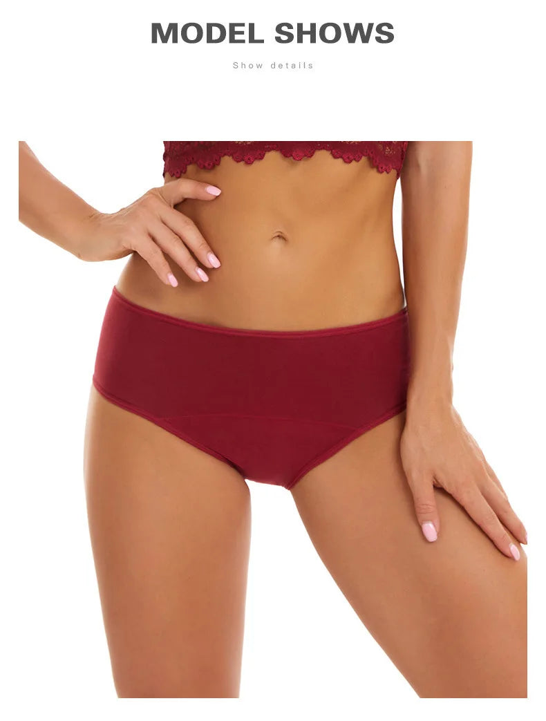 Solid Women Menstrual Panties Leak Proof Briefs Cotton Lingerie Absorbency Comfortable Physiological Underwear Eurocode XS-XXL