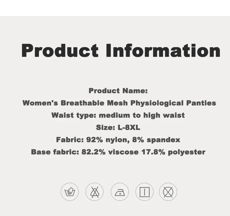 2pcs Women's Physiological Briefs Girl Menstrual Panties Ladies Period Leak Proof Panty Mid Waist Ice Silk Underwear