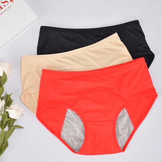 1pc Women's Leak Proof Menstrual Panties – Mid Waist Ice Silk Plus Size Waterproof Period Underwear Sexy Physiological Briefs