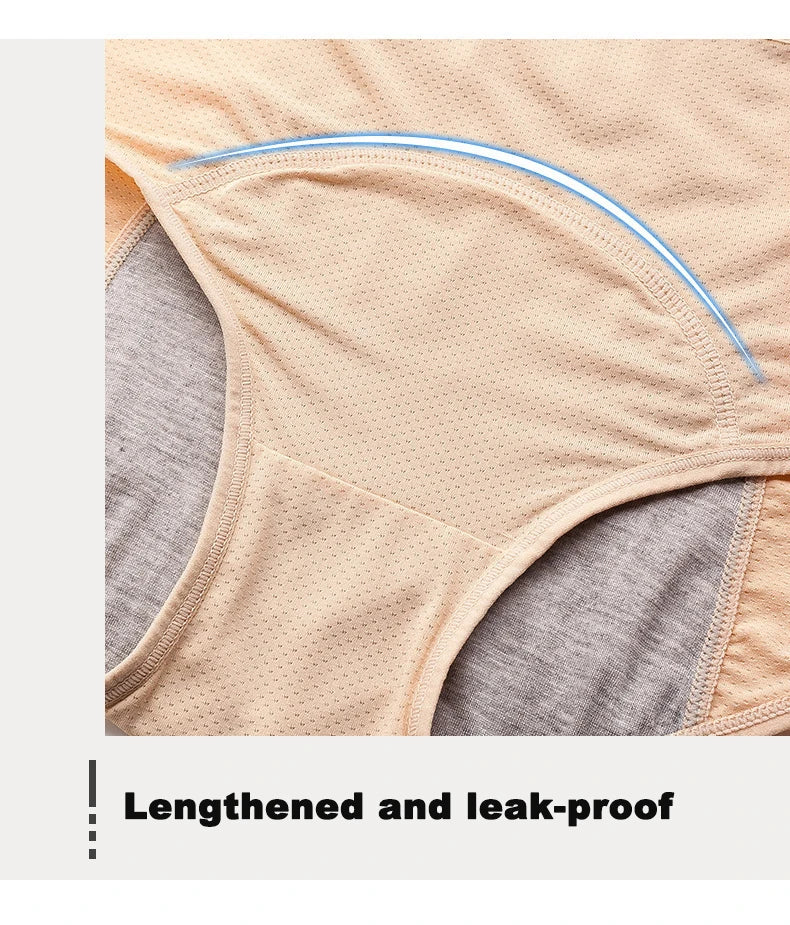 2pcs Women's Physiological Briefs Girl Menstrual Panties Ladies Period Leak Proof Panty Mid Waist Ice Silk Underwear