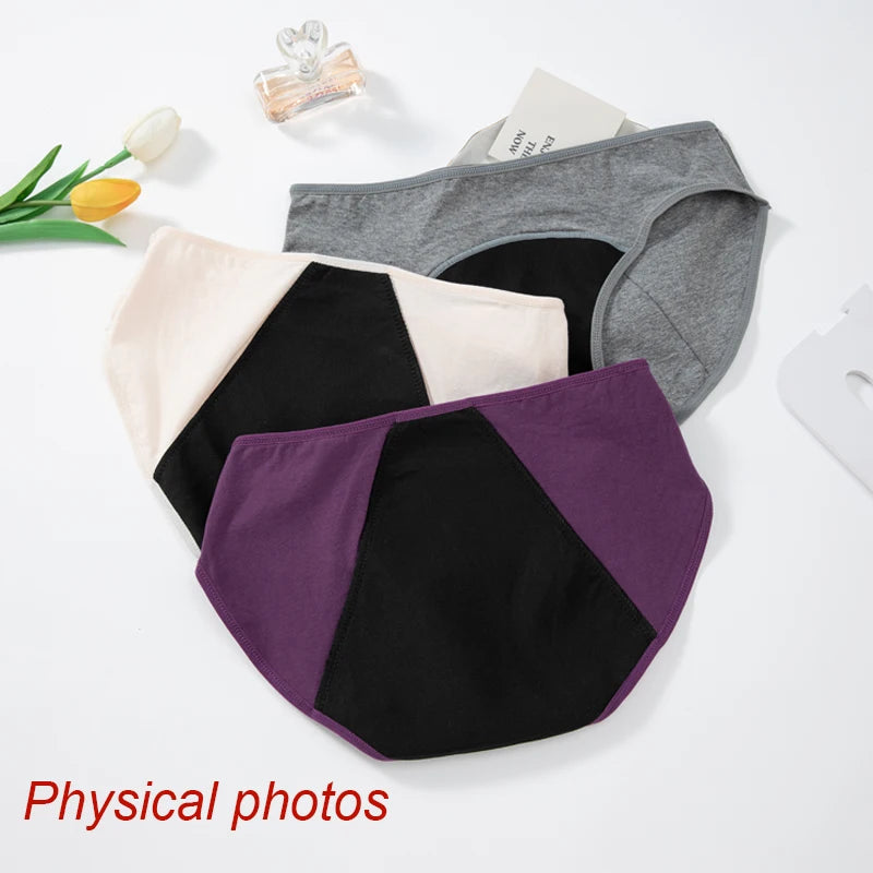 3pcs Women Menstrual Period Underpants Ladies Cotton Postpartum Absorbent Leak Proof Panties European size XS-5XL