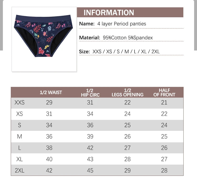 Four layer physiological underwear bottom breathable tampon-free period leak-proof period sanitary pants