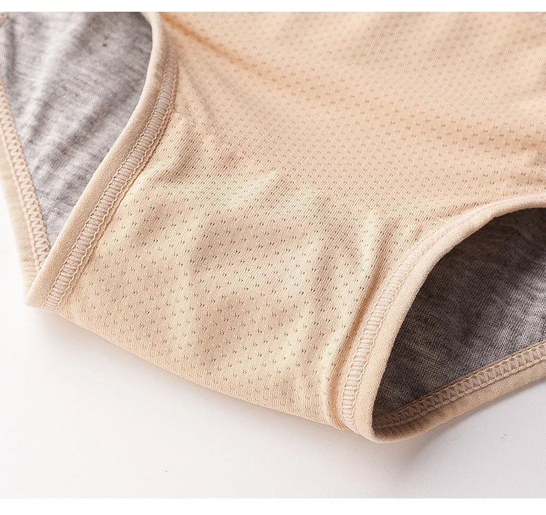 2pcs Women's Physiological Briefs Girl Menstrual Panties Ladies Period Leak Proof Panty Mid Waist Ice Silk Underwear