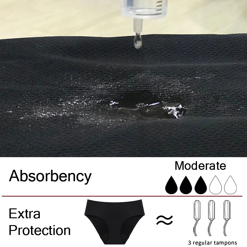 Women's Seamless Ice Silk Underwear Menstrual Period Brief High-Cut Bikinis Menstrual Leak Proof Underwear for Women Bikini