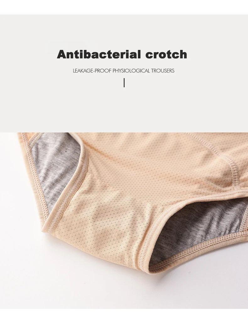 2pcs Women's Physiological Briefs Girl Menstrual Panties Ladies Period Leak Proof Panty Mid Waist Ice Silk Underwear