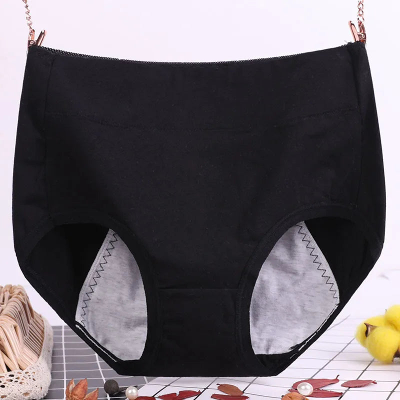 6XL 115kg Plus Size Fat Women Physiological Underwear Menstrual Leak Proof Pure Cotton High Waist Sanitary Lingerie Panties