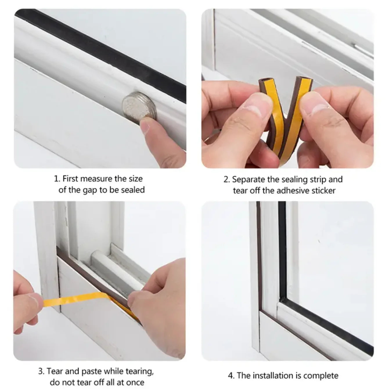 5M/10M Door Window Seal Strip DIEP Self-adhesive Acoustic Foam Sealing Strip Tape Insulation Windproof Rubber Weatherstrip