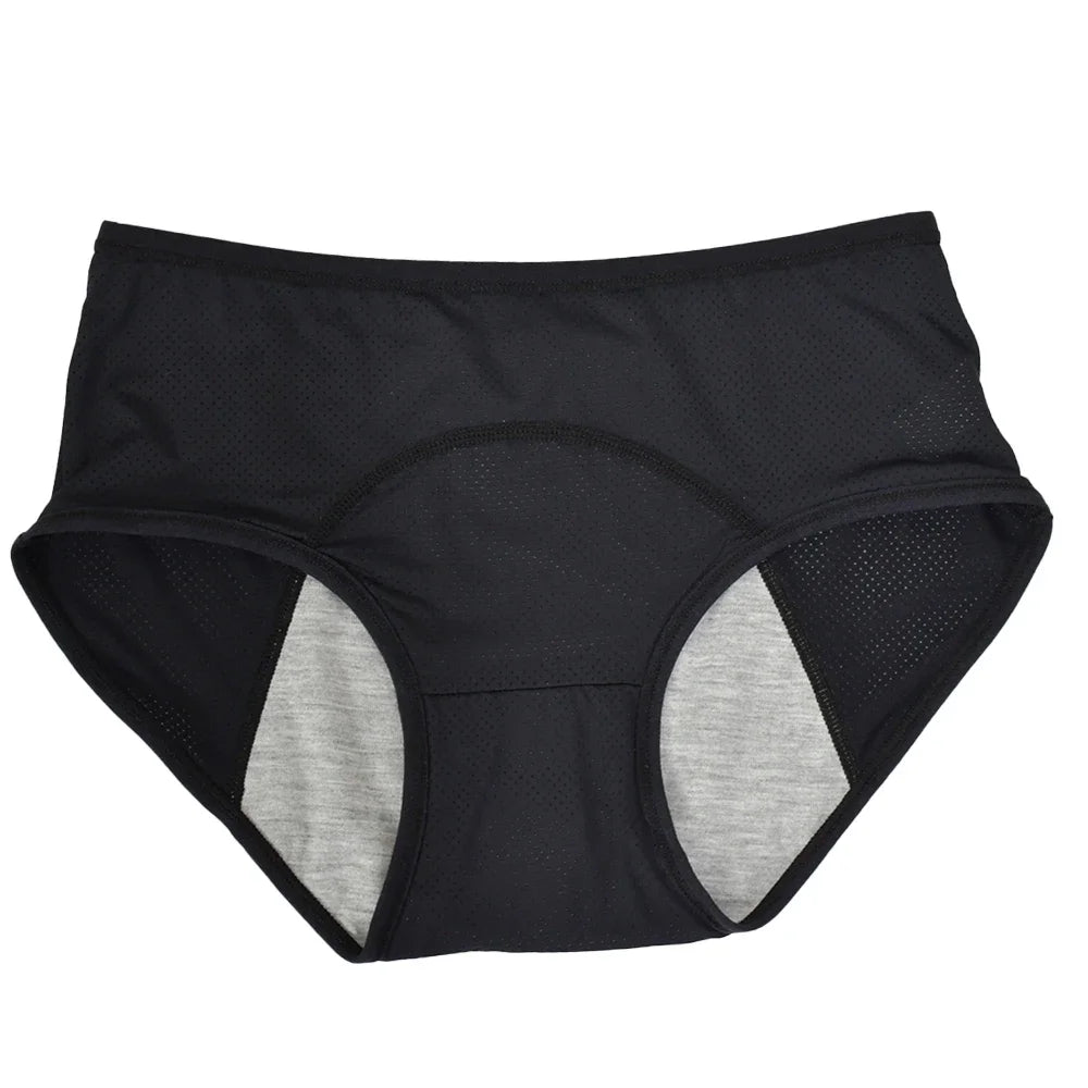 1pc Women's Leak Proof Menstrual Panties – Mid Waist Ice Silk Plus Size Waterproof Period Underwear Sexy Physiological Briefs