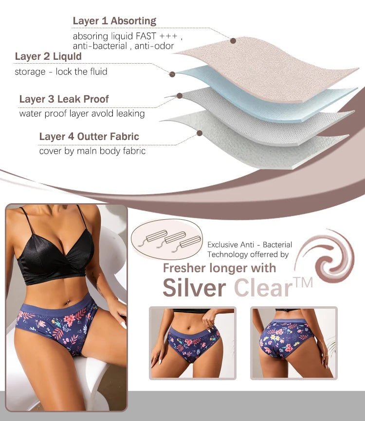 Four layer physiological underwear bottom breathable tampon-free period leak-proof period sanitary pants