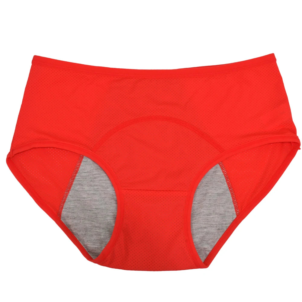 1pc Women's Leak Proof Menstrual Panties – Mid Waist Ice Silk Plus Size Waterproof Period Underwear Sexy Physiological Briefs