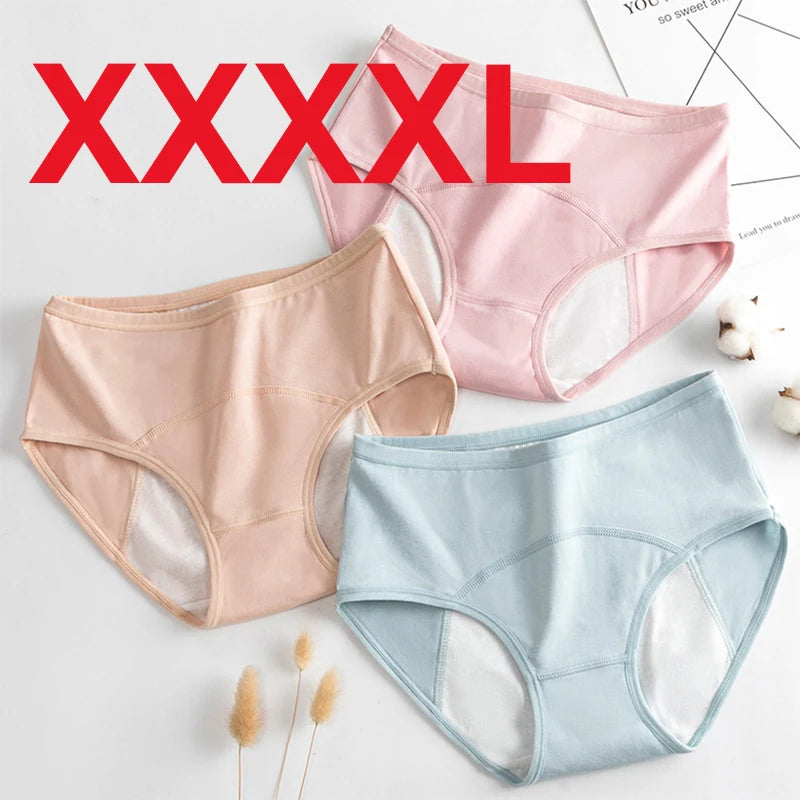 Leakproof Women Panties 3XL 4XL Waterproof Menstrual Underwear Heavy Absorbency Physiological Period Briefs Incontinence