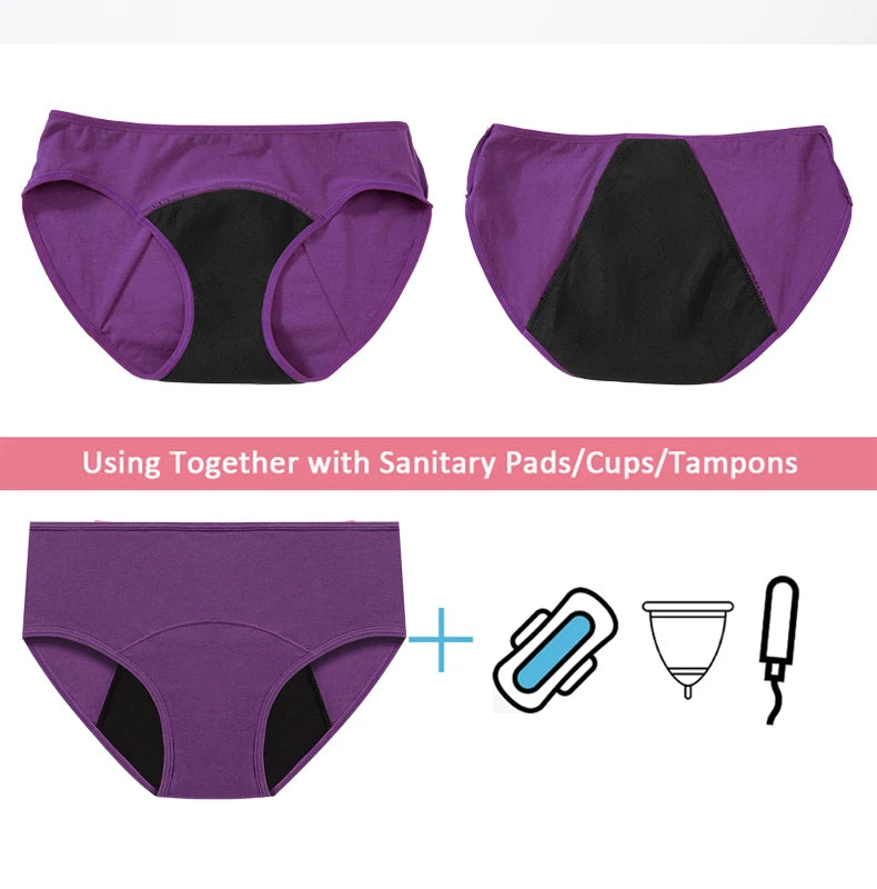 3pcs Women Menstrual Period Underpants Ladies Cotton Postpartum Absorbent Leak Proof Panties European size XS-5XL